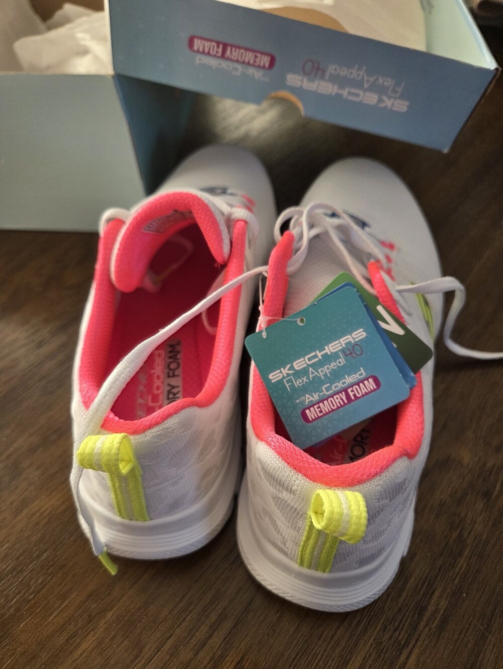 Women's Skechers Memory Foam Flex White Athletic Shoes - Picture 4 of 7